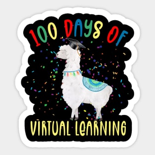 100th Day Of School Llama 100 Days 2021 Virtual Learning Sticker